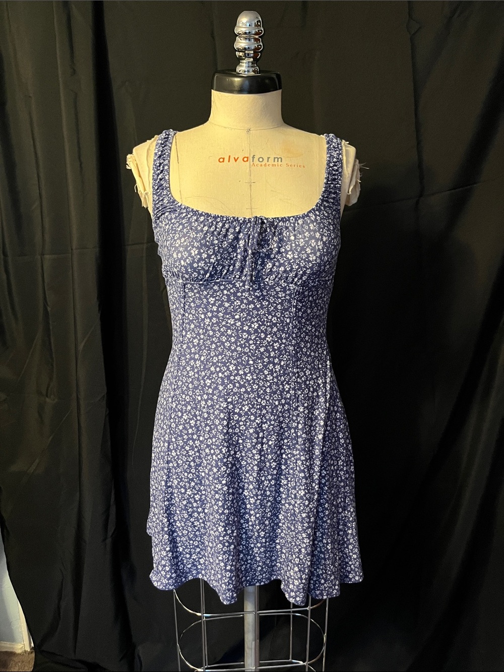 Blue Floral Square-Neck Sundress